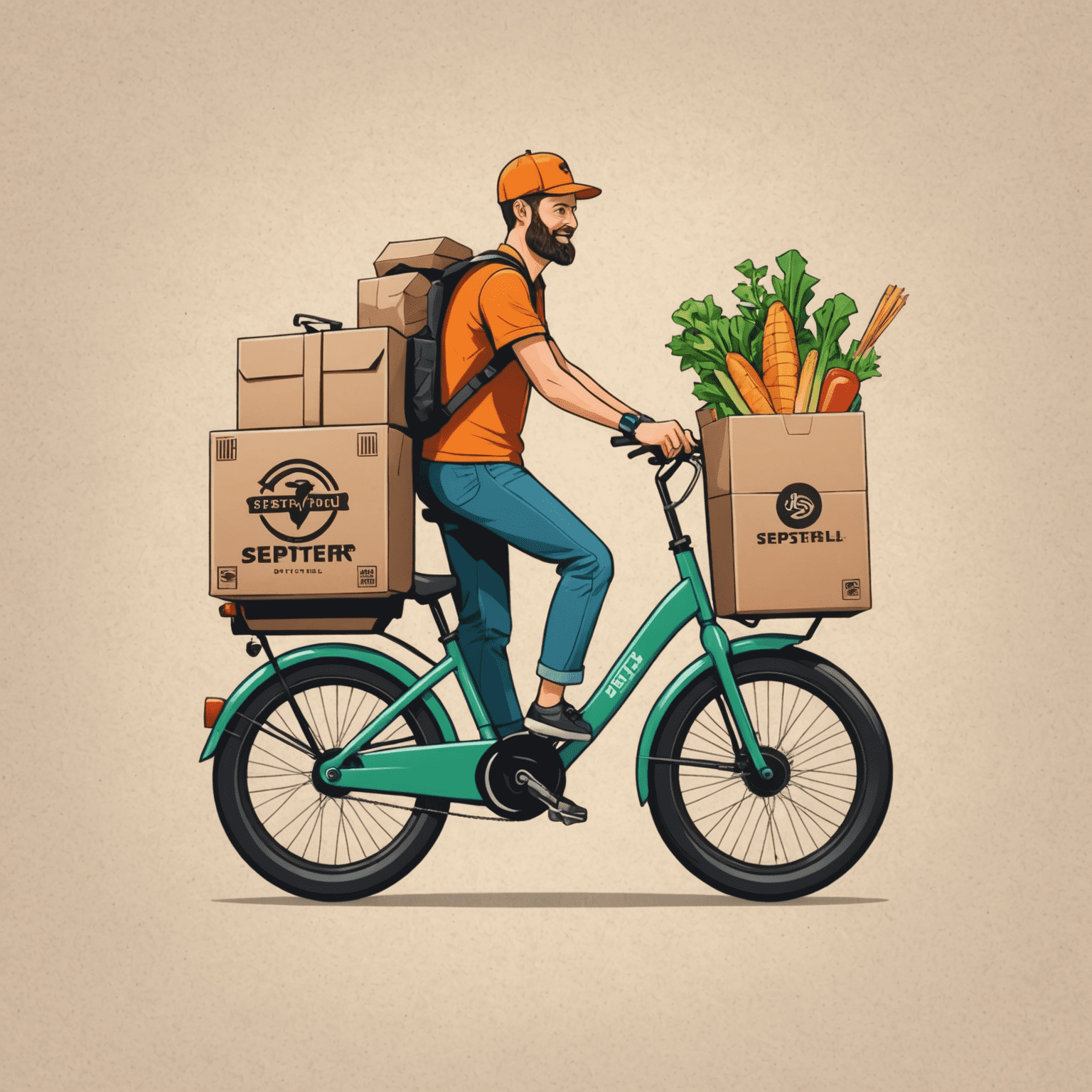 Sepsterfoul logo featuring a stylized delivery bike with food packages, conveying fast and fresh food delivery