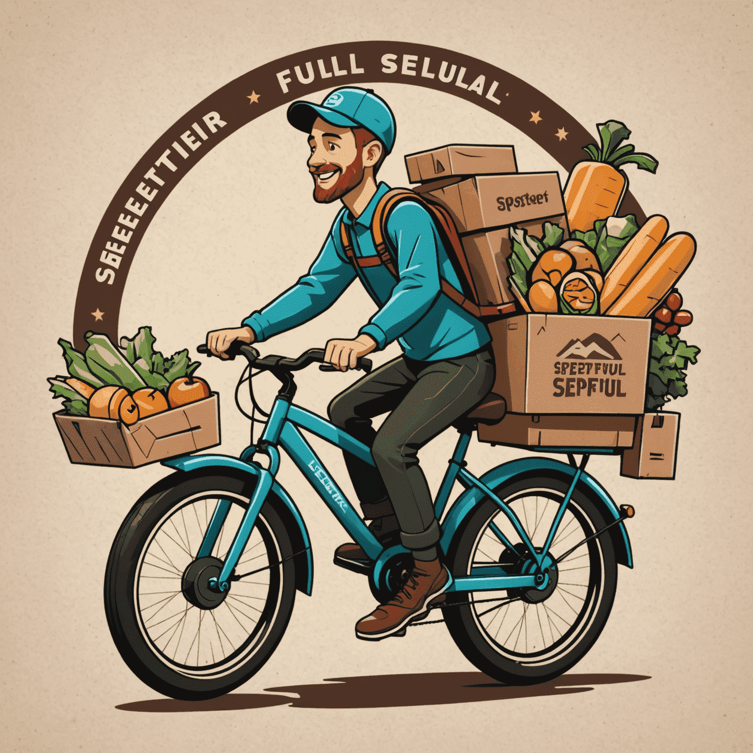 Sepsterfoul logo featuring a stylized delivery bike with food packages, conveying fast and fresh food delivery