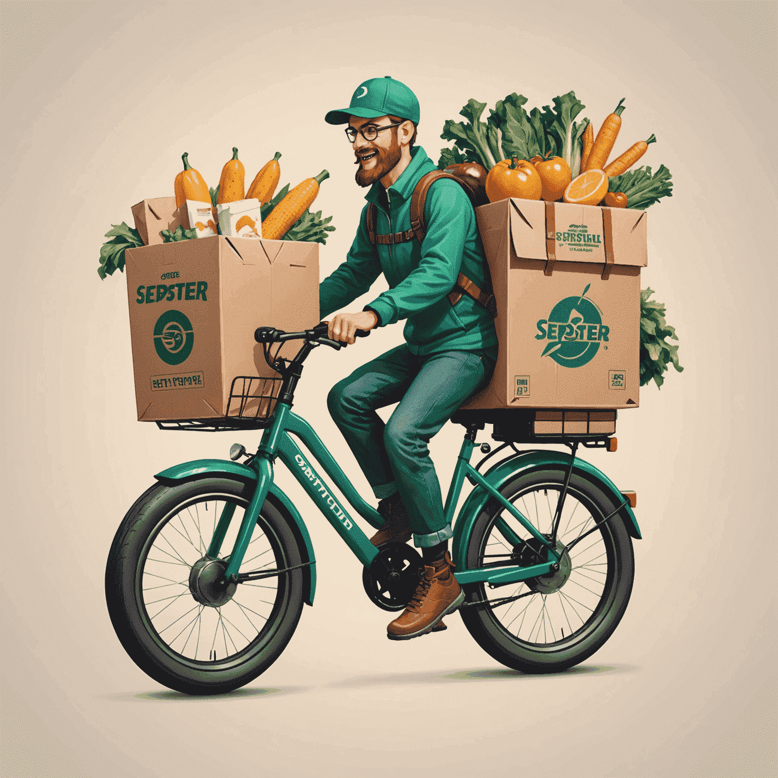 Sepsterfoul logo featuring a stylized delivery bike with food packages, conveying fast and fresh food delivery