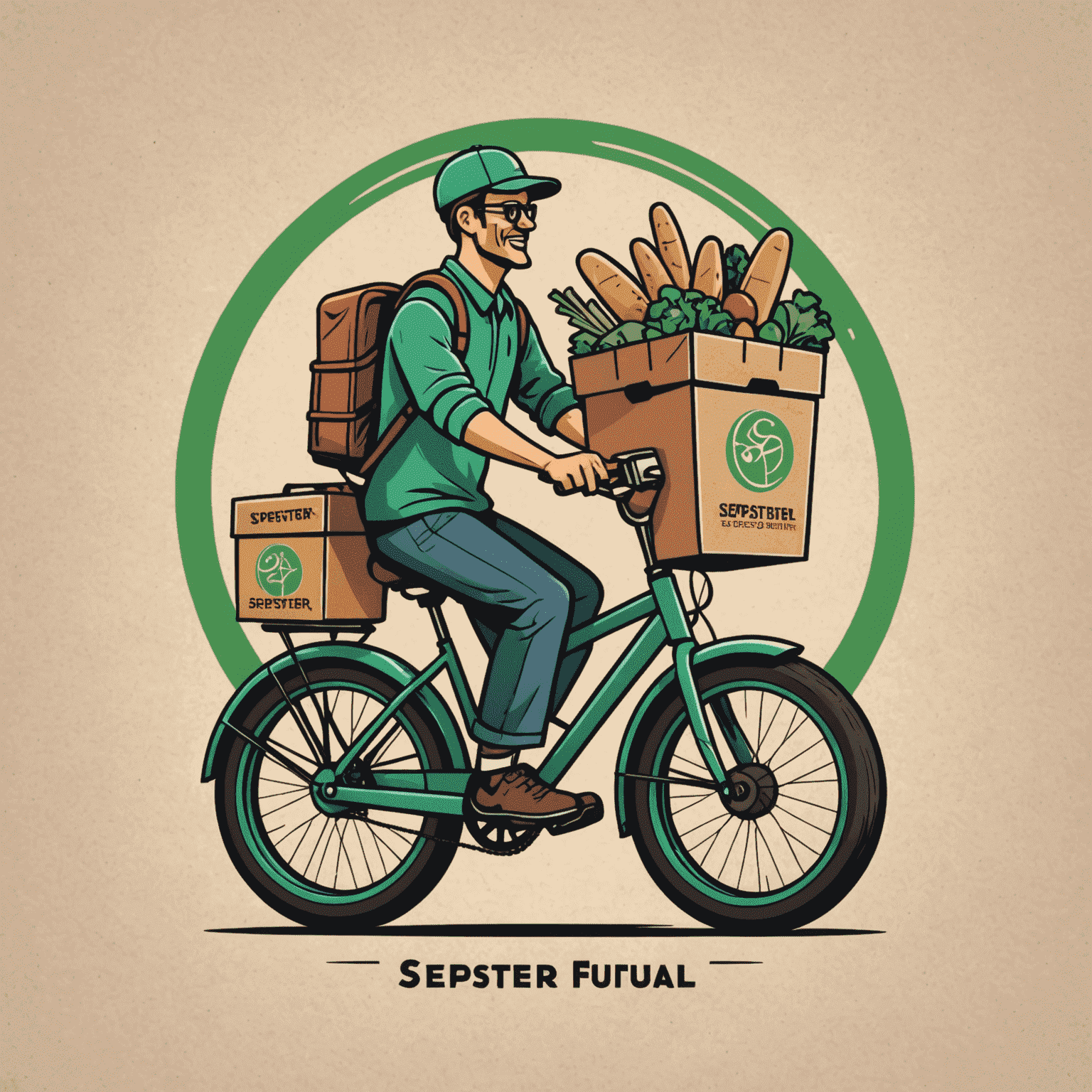 Sepsterfoul logo featuring a stylized delivery bike with food packages, conveying fast and fresh food delivery