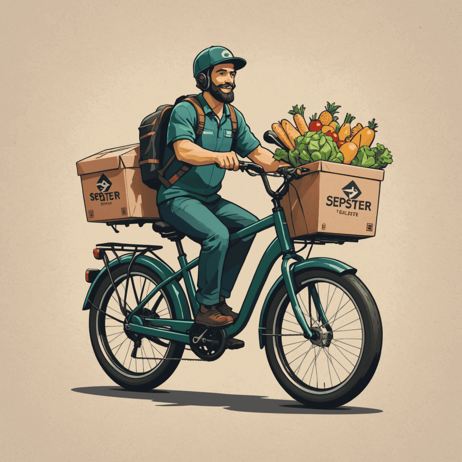 Sepsterfoul logo featuring a stylized delivery bike with food packages, conveying fast and fresh food delivery