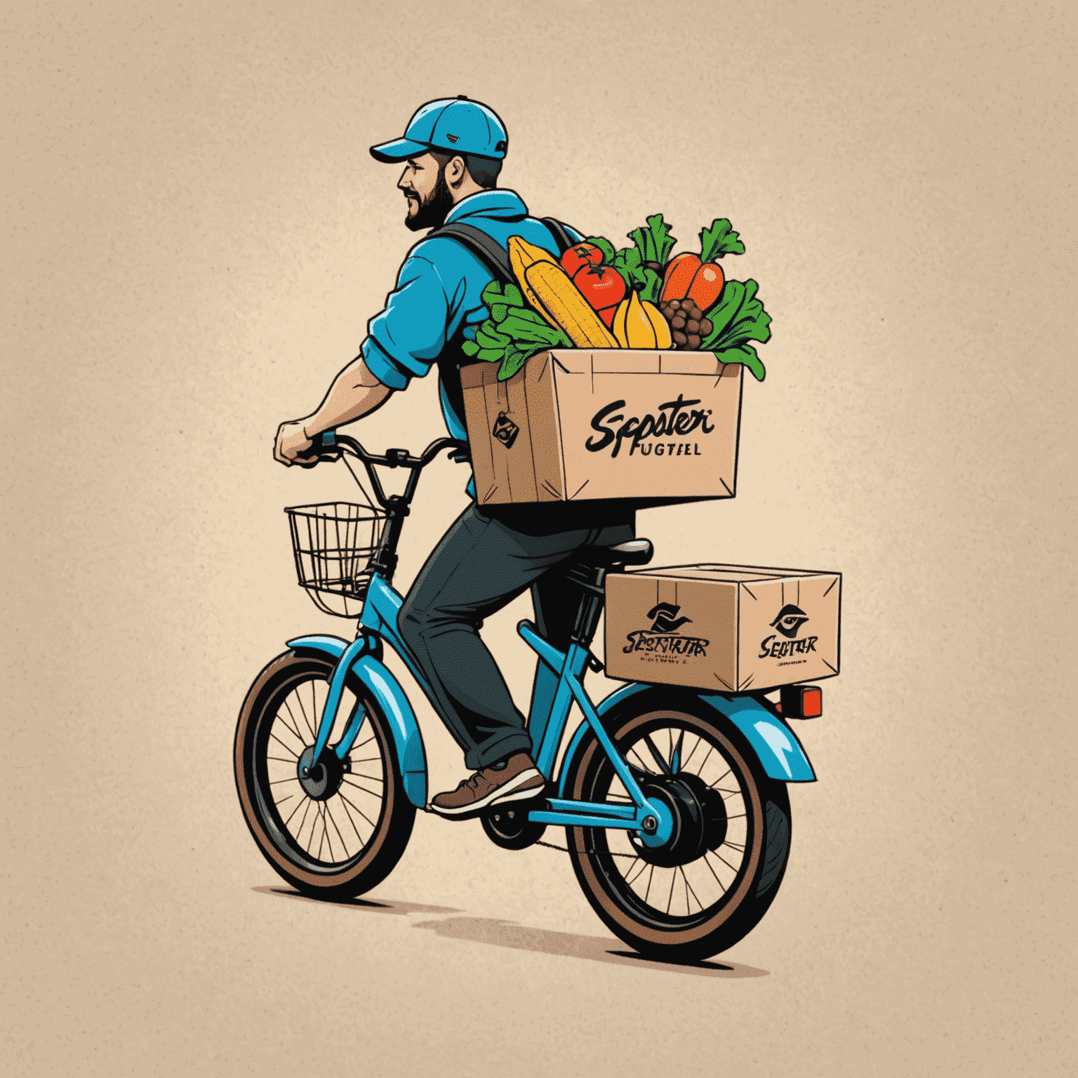 Sepsterfoul logo featuring a stylized delivery bike with food packages, conveying fast and fresh food delivery