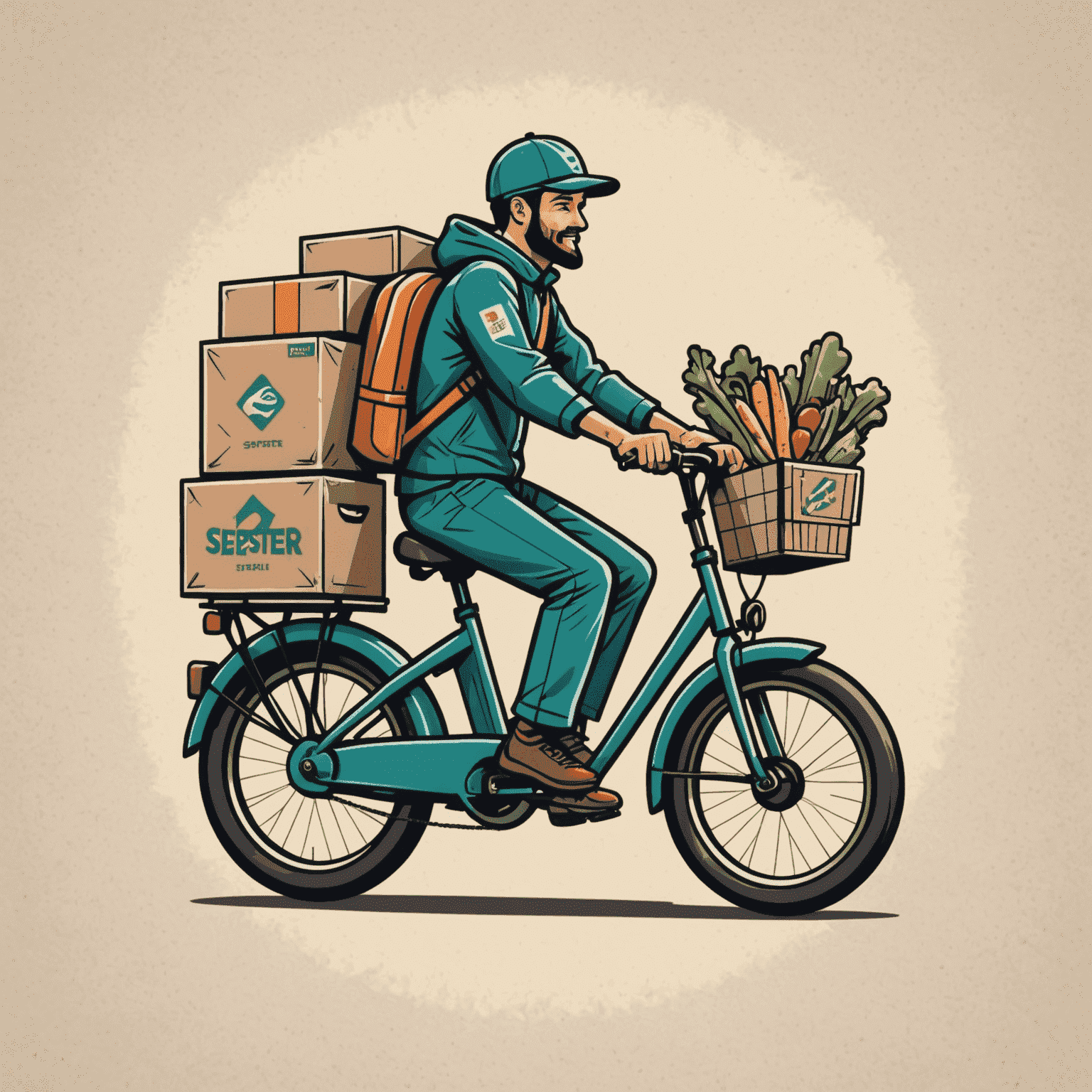 Sepsterfoul logo featuring a stylized delivery bike with food packages, conveying fast and fresh food delivery