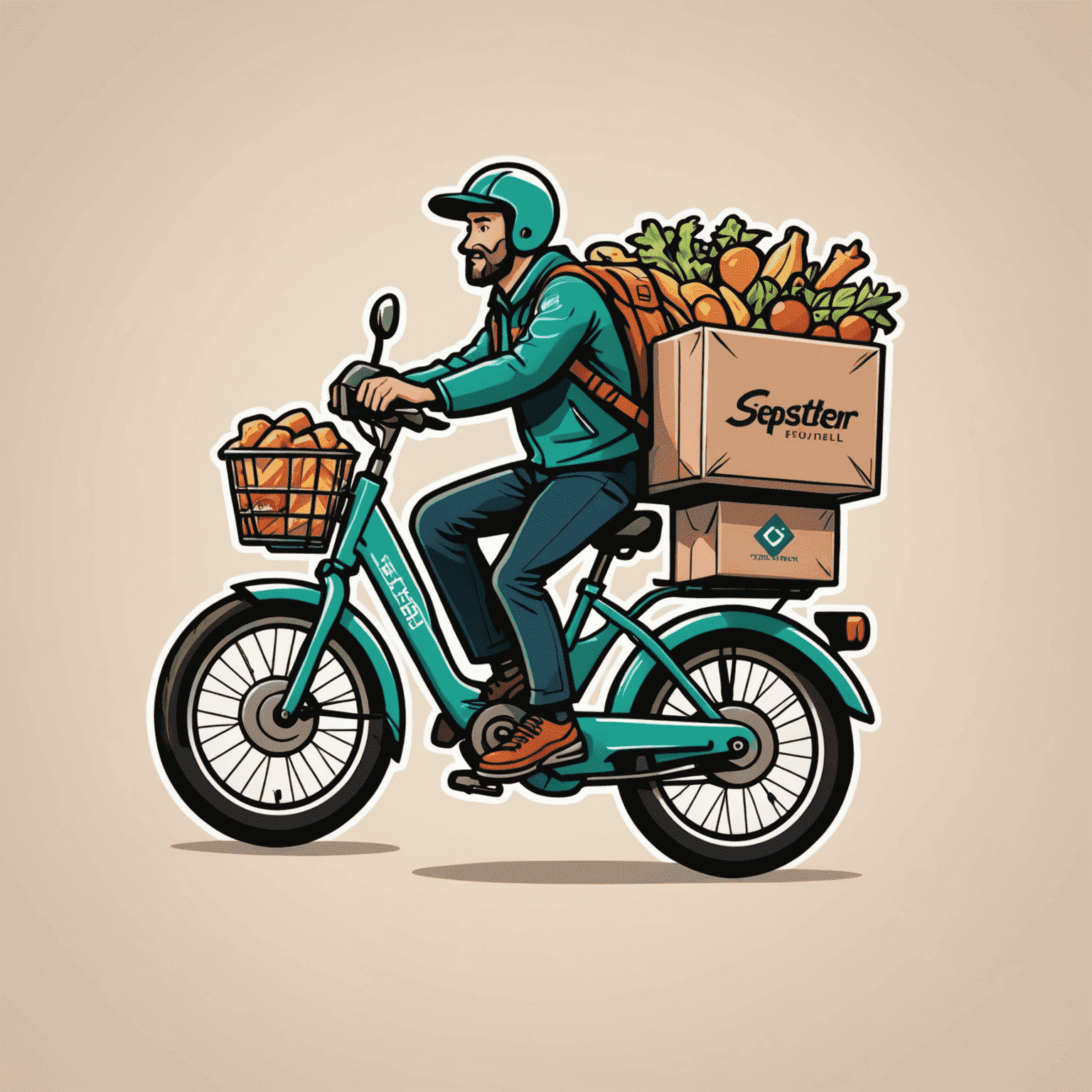 Sepsterfoul logo featuring a stylized delivery bike with food packages, conveying fast and fresh food delivery