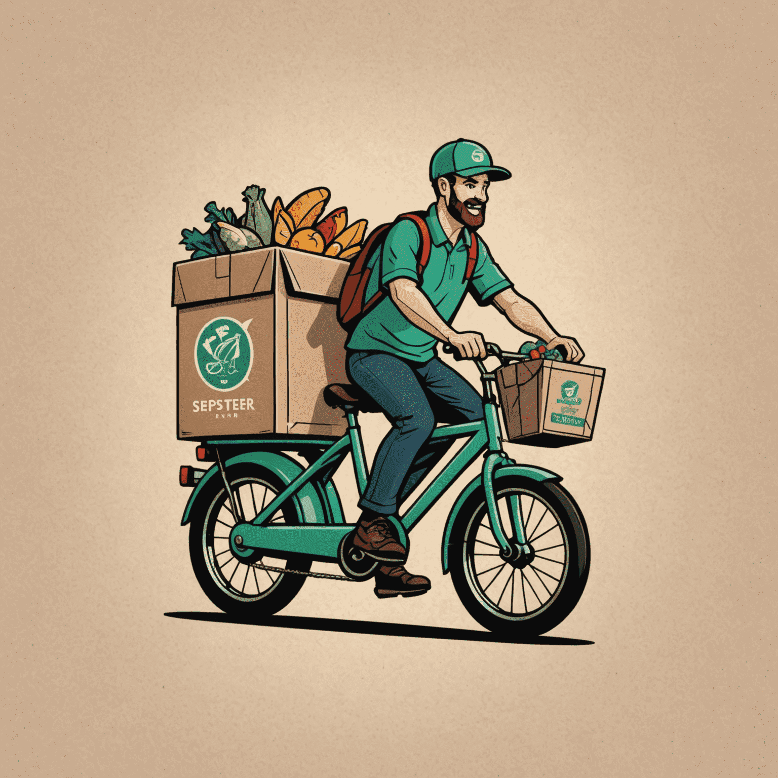 Sepsterfoul logo featuring a stylized delivery bike with food packages, conveying fast and fresh food delivery