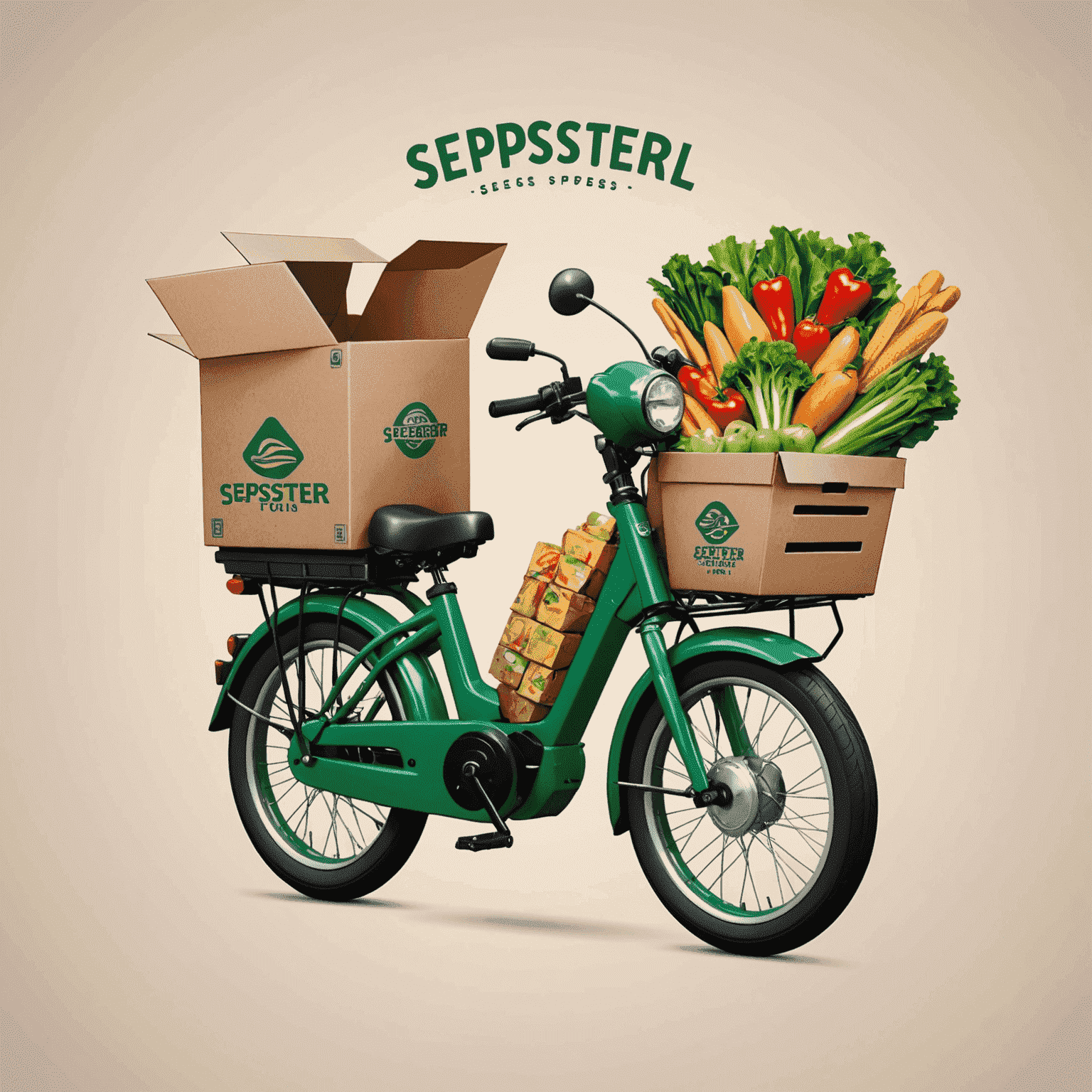 Sepsterfoul logo featuring a stylized delivery bike with food packages, conveying fast and fresh food delivery
