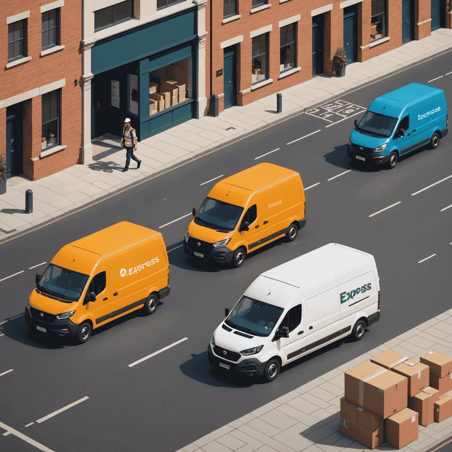 Illustration showing various delivery options including express delivery, scheduled delivery, and contactless delivery